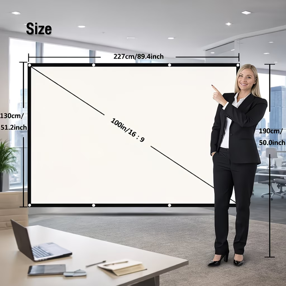 100-Inch Portable Projector Screen – 16:9 Aspect Ratio