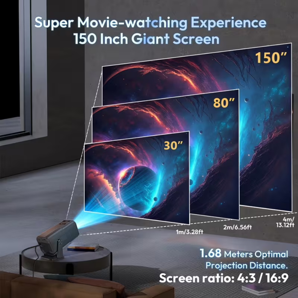 1080P Wireless Mini Projector - Portable LCD Display, 4K Input Compatible
