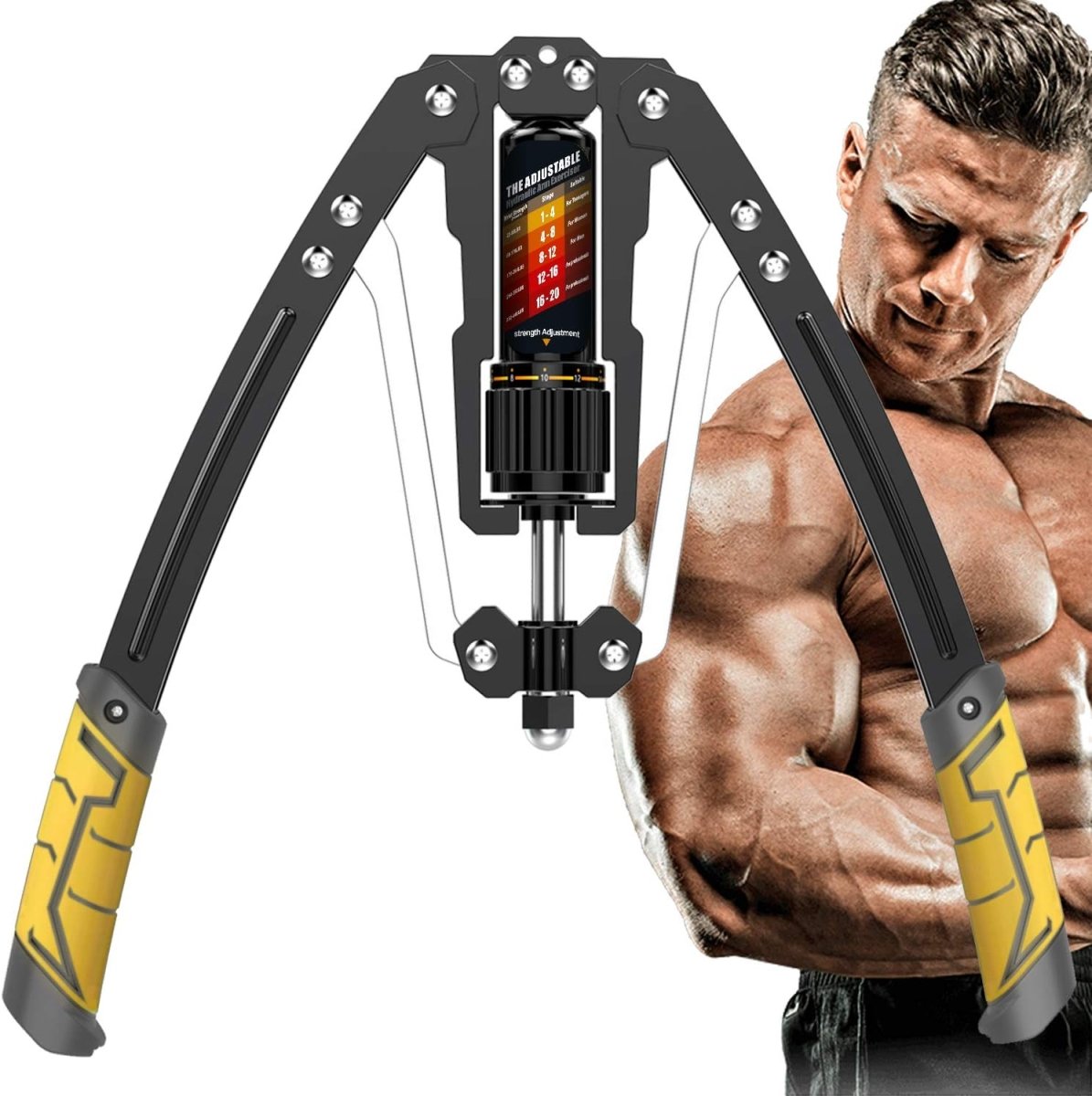 Adjustable Hydraulic Arm Trainer with 10–200 kg Resistance for Upper Body Strength Training of Arms, Chest & Shoulders