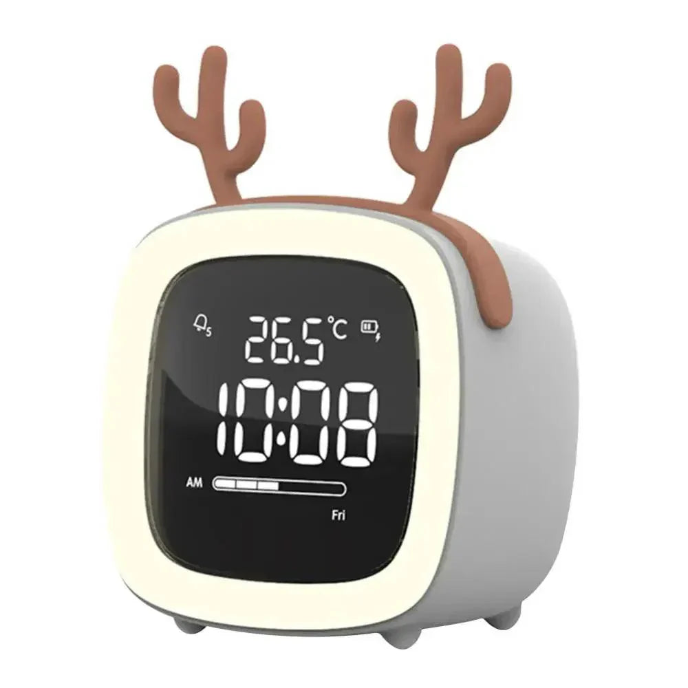 Cartoon Rabbit Digital Alarm Clock with LED Night Light