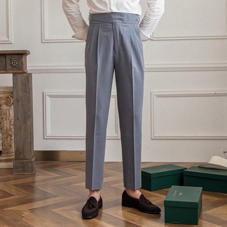 Classic Men's Trousers with Buckle Detail