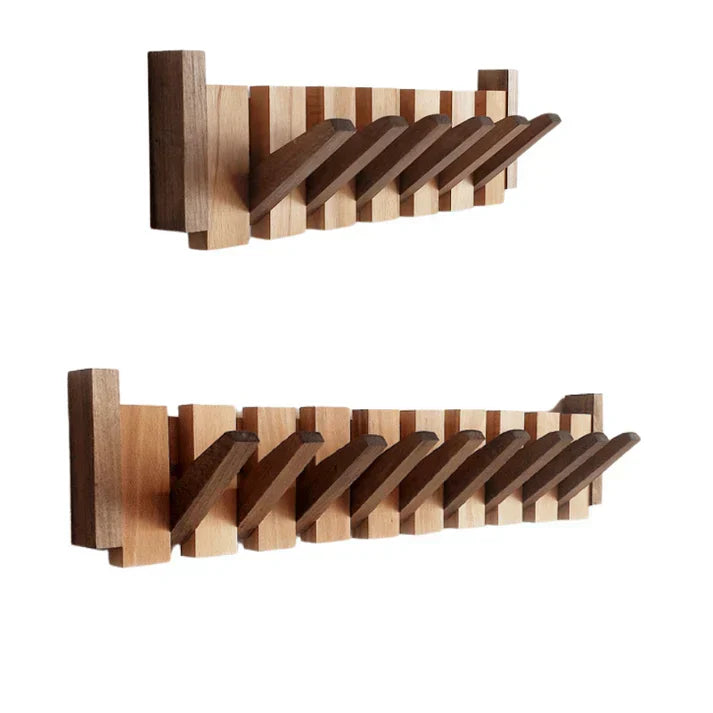 Durable Wooden Wall-Mounted Coat Rack with Musical Design