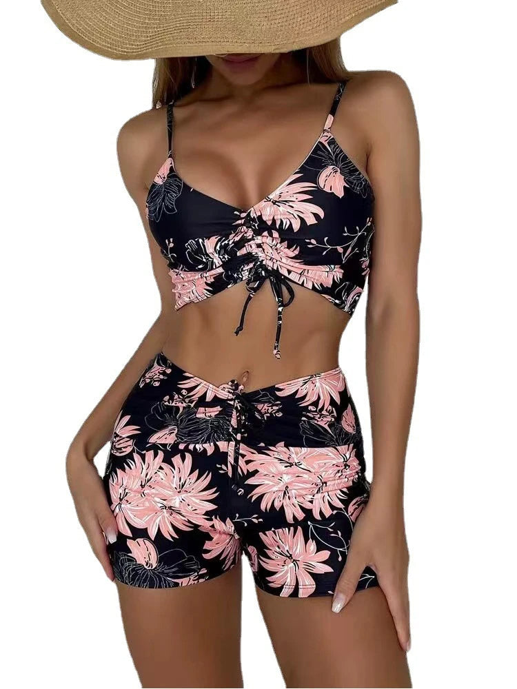 Floral Print High-Waisted Bikini with Summer Flair