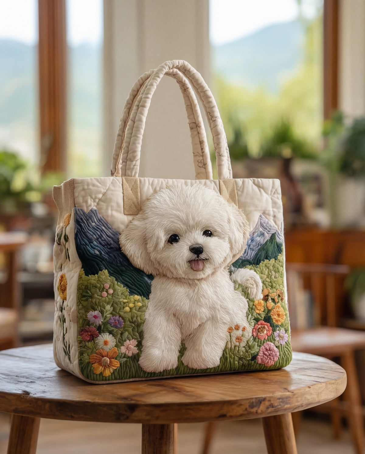 Handcrafted Tote Bag with Charming Dog Design