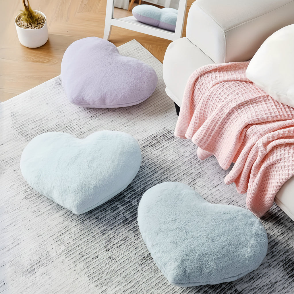 Heart-Shaped Plush Decorative Sofa Throw Pillow