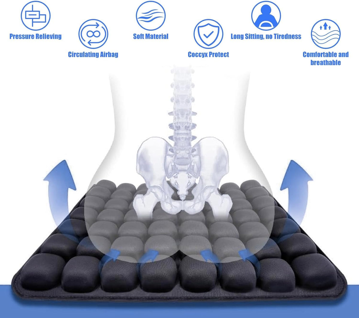 Inflatable Travel Cushion with Ergonomic Pressure Relief