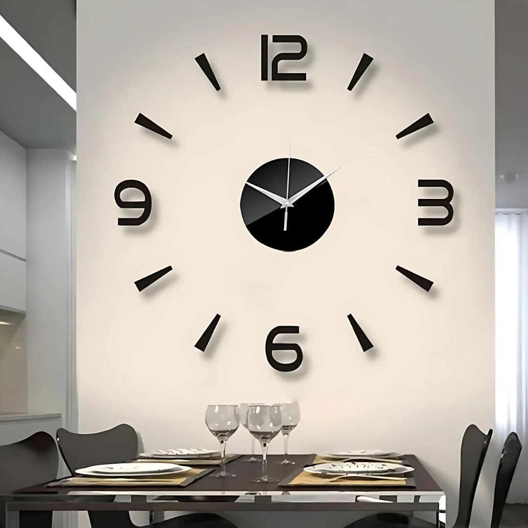 Large Modern Wall Clock in Black