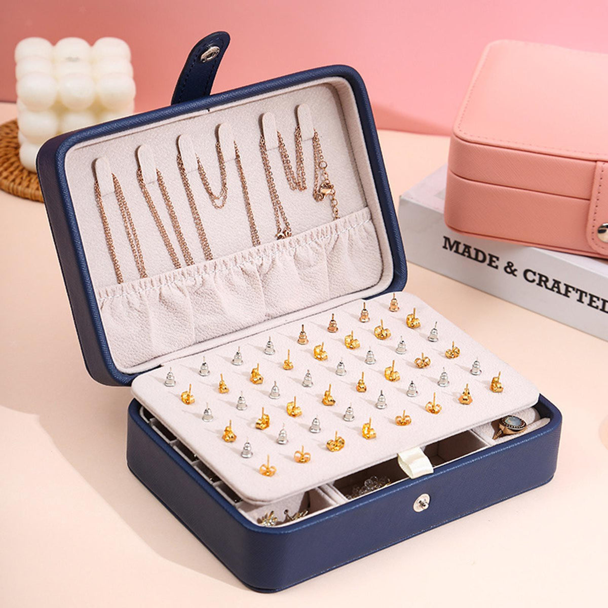 Leather Jewelry Box with Flap Lid - Luxury Storage