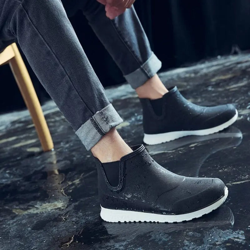 Men's Lightweight, Durable and Waterproof Slip-On Rain Boots