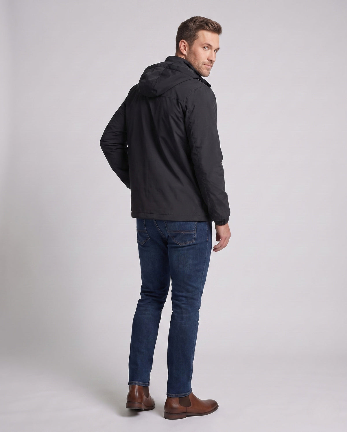 Men's Lightweight Softshell Outdoor Jacket with Hood and Zip Pockets