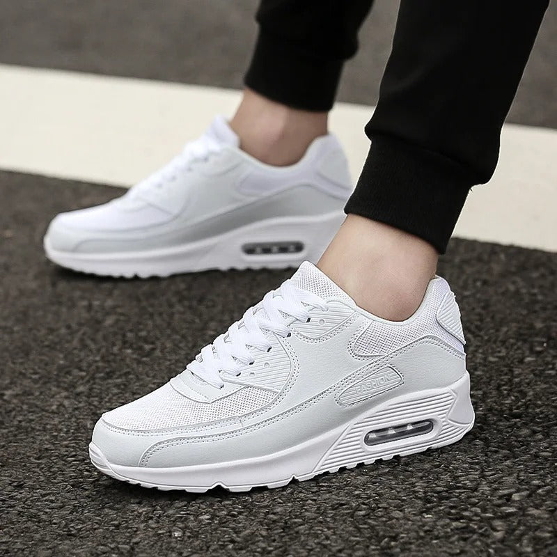Men's White Thick-Sole Sneakers