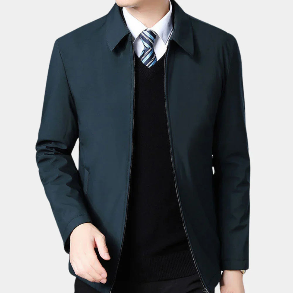 Men's Zip-Up Autumn Jacket with Classic Collar