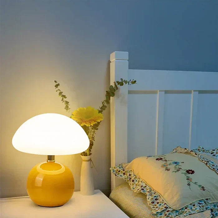 Modern Bauhaus Style Ceramic Mushroom Table Lamp