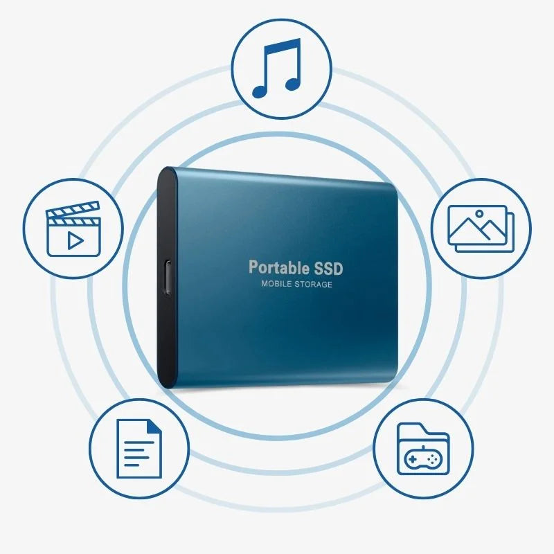 Portable External USB SSD Data Storage with Fast Transfer