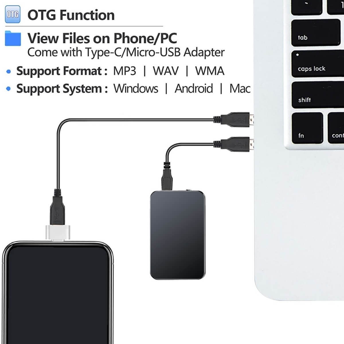 Portable Mini Voice Recorder with 64GB Capacity