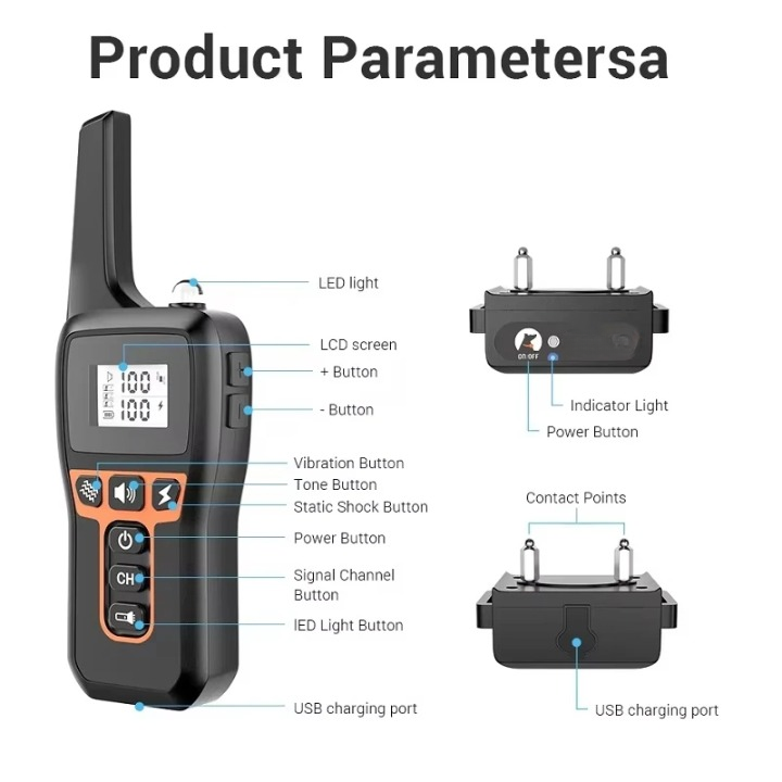 Rechargeable Electric Dog Training Collar with Remote and 1000 m Range