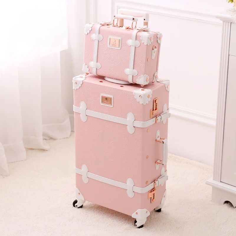 Retro Hardshell Suitcase Set with Wheels and Combination Lock