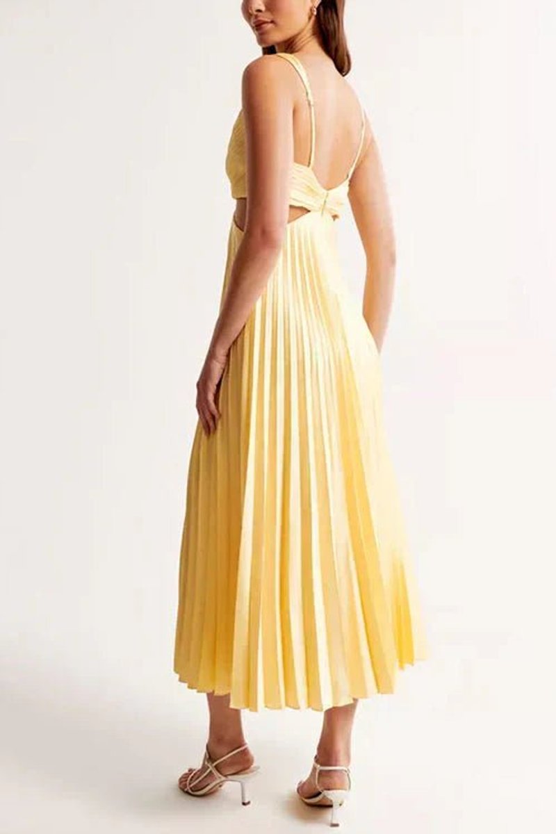 Sleeveless Pleated V-Neck Mother of the Bride Maxi Dress