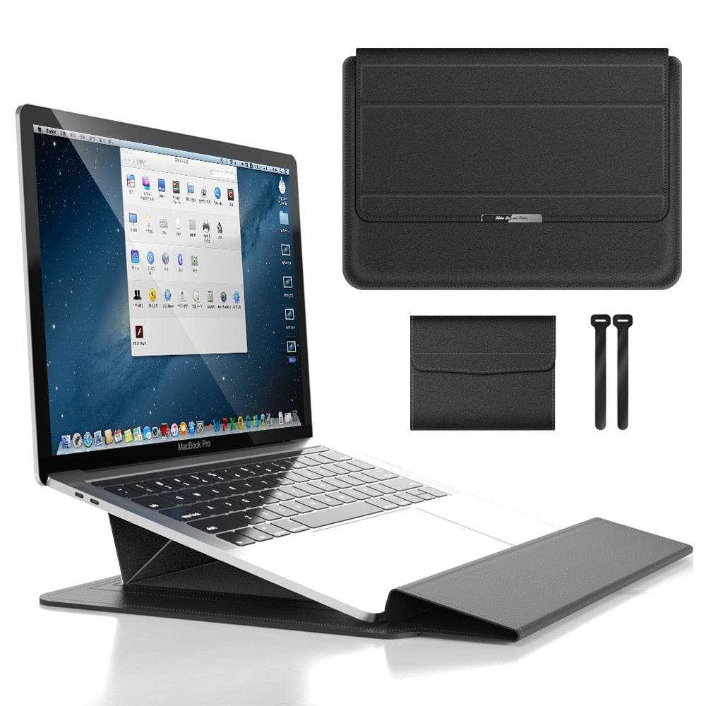 Unisex Waterproof Laptop Sleeve with Stand & Wrist Rest for Travel