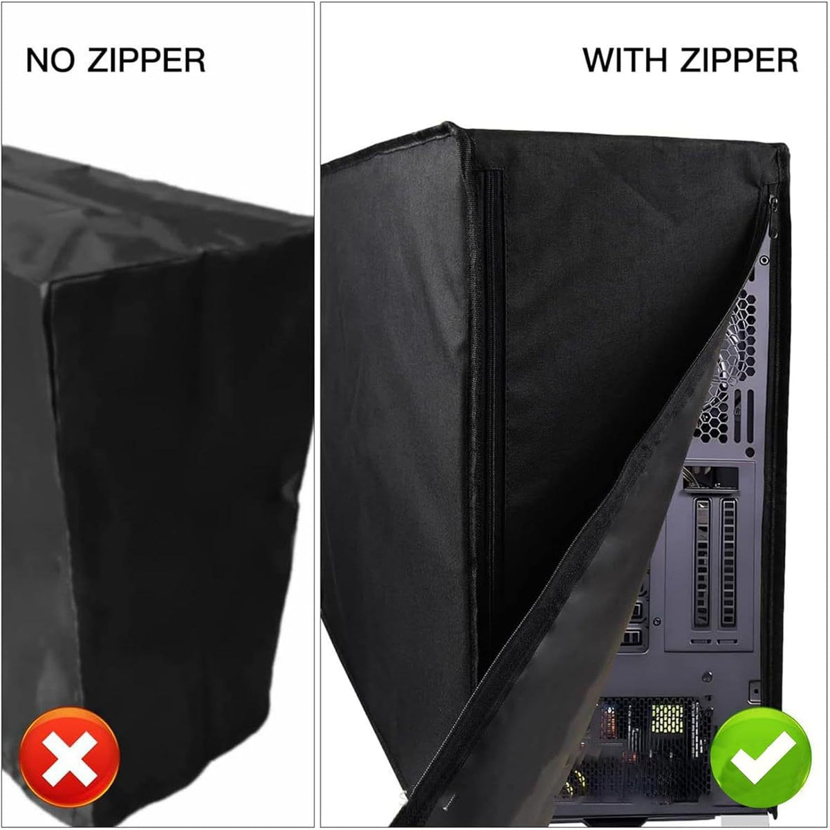 Water-Resistant Computer Tower Dust Cover with Zippers