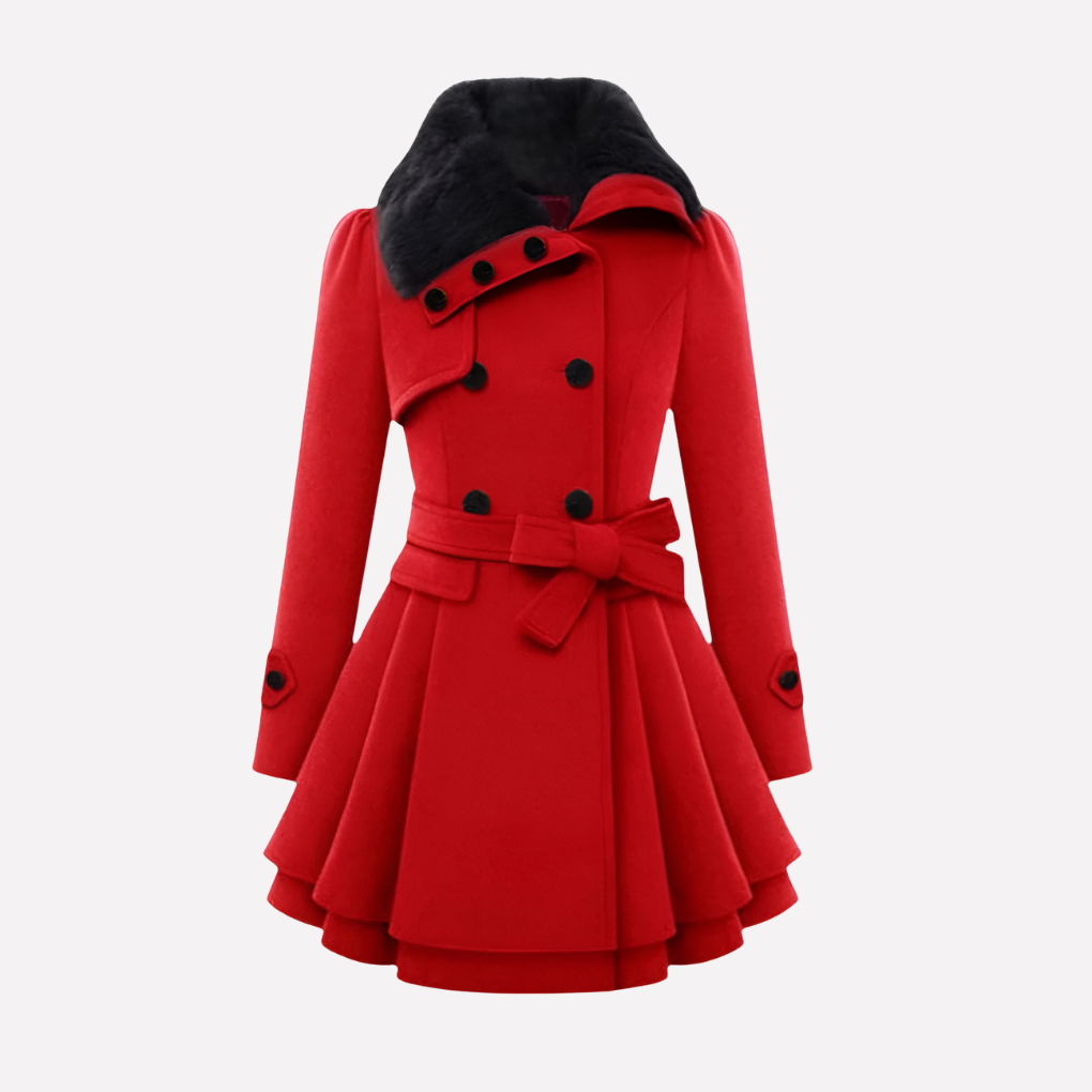 Women’s Belted Winter Coat with Buttons