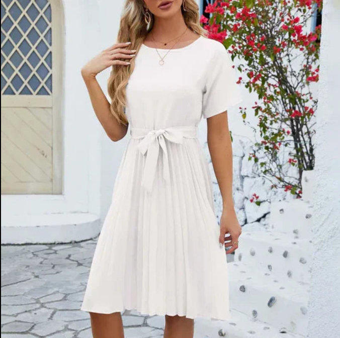 Women's Pleated A-Line Midi Dress