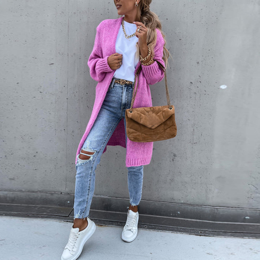 Women's Relaxed Fit Long Open Front Cardigan