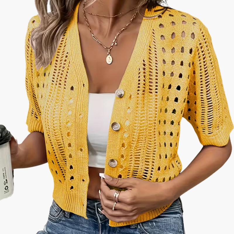 Women's Short-Sleeve Open- Cardigan