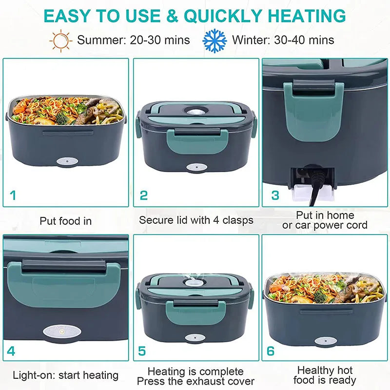 1.5L Electric Lunch Box Food Warmer 60W Portable Leakproof Heating Device