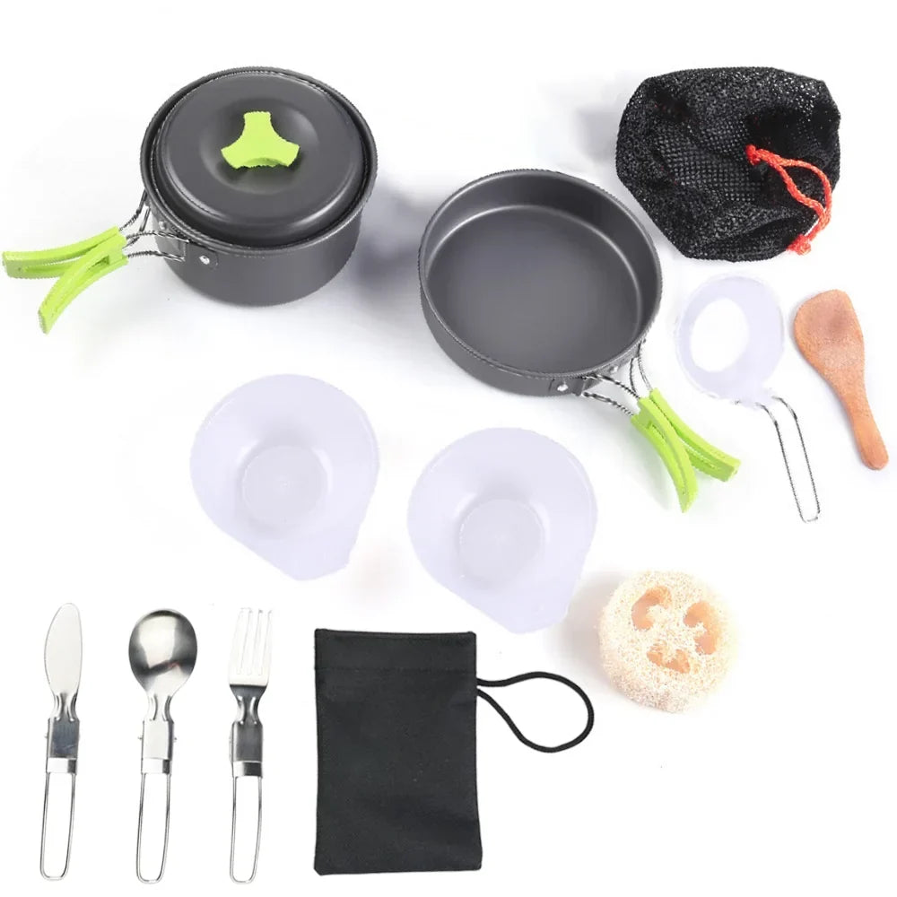 1.8L Mini Camping Cook Set - Non-Stick Aluminium Pot with Nested Storage