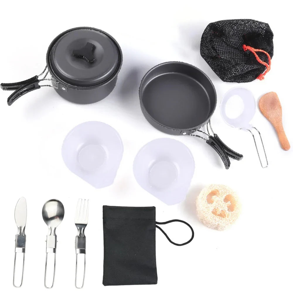 1.8L Mini Camping Cook Set - Non-Stick Aluminium Pot with Nested Storage