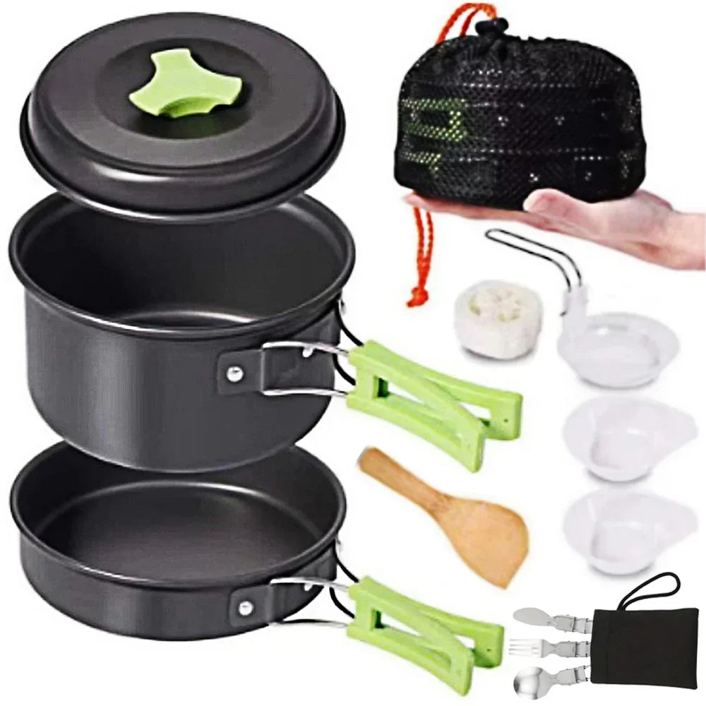 1.8L Mini Camping Cook Set - Non-Stick Aluminium Pot with Nested Storage