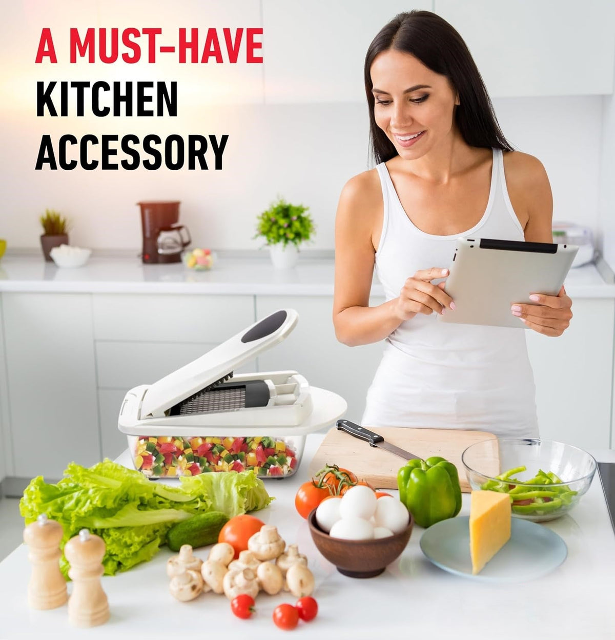 10-in-1 Vegetable Chopper with 8 Blades for Slicing, Chopping, and Grating
