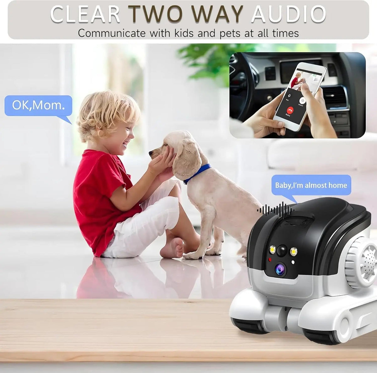 1080P Pet Camera – Two-Way Audio – Color Night Vision up to 10m – Motion Alerts – 32GB SD Card