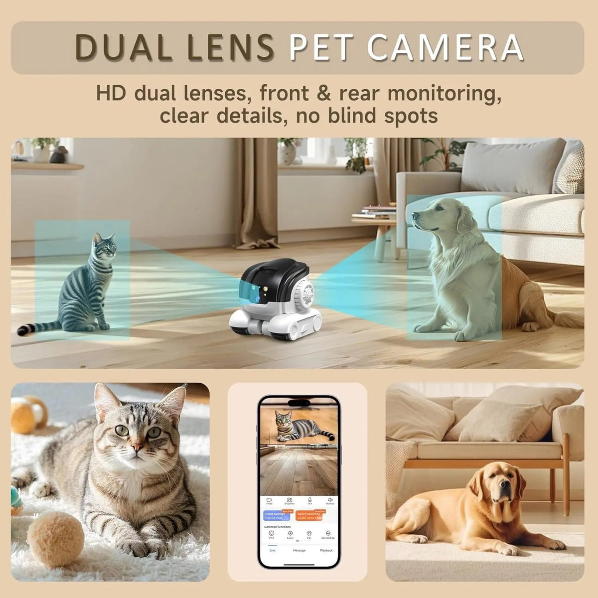 1080P Pet Camera – Two-Way Audio – Color Night Vision up to 10m – Motion Alerts – 32GB SD Card