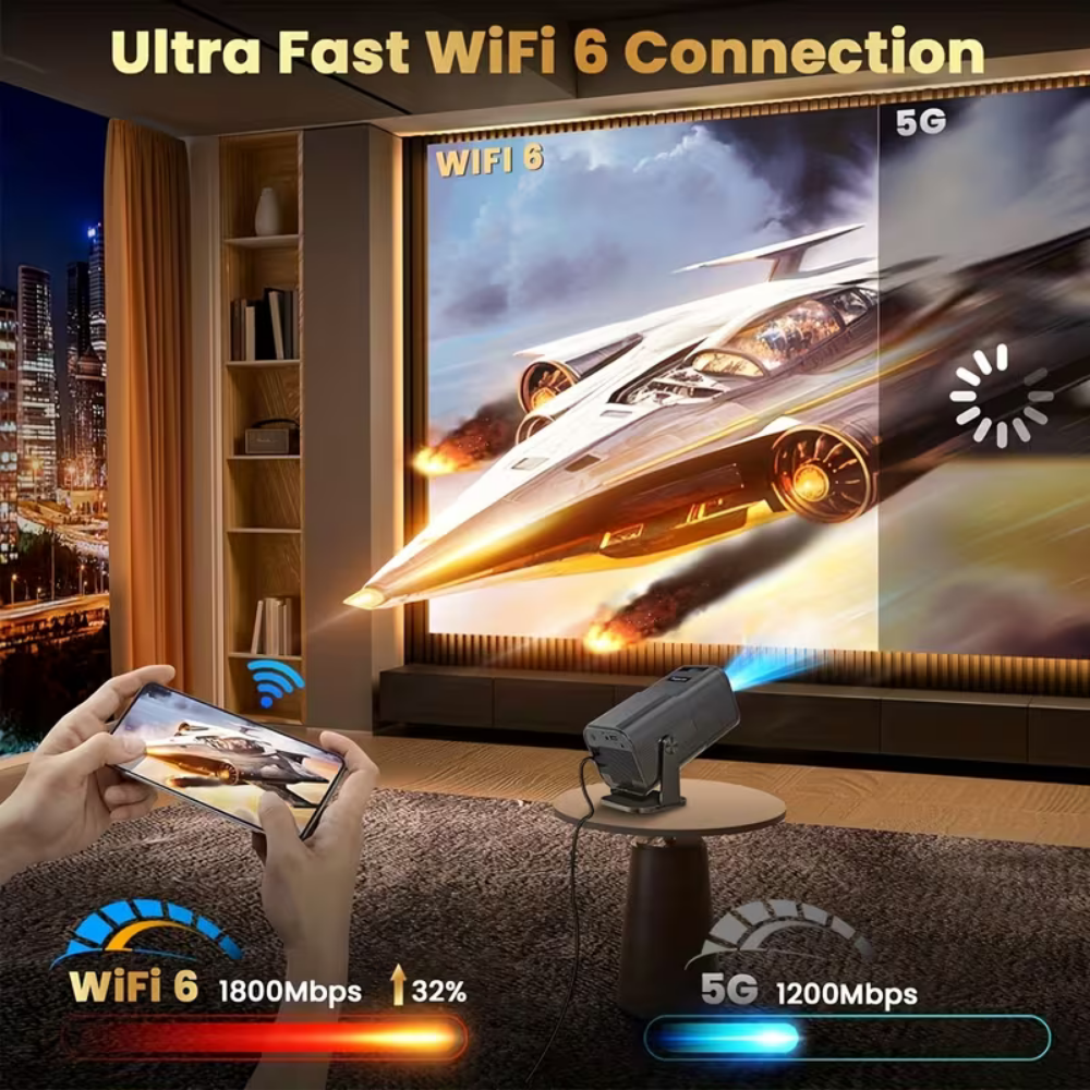 1080P Wireless Mini Projector - Portable LCD Display, 4K Input Compatible