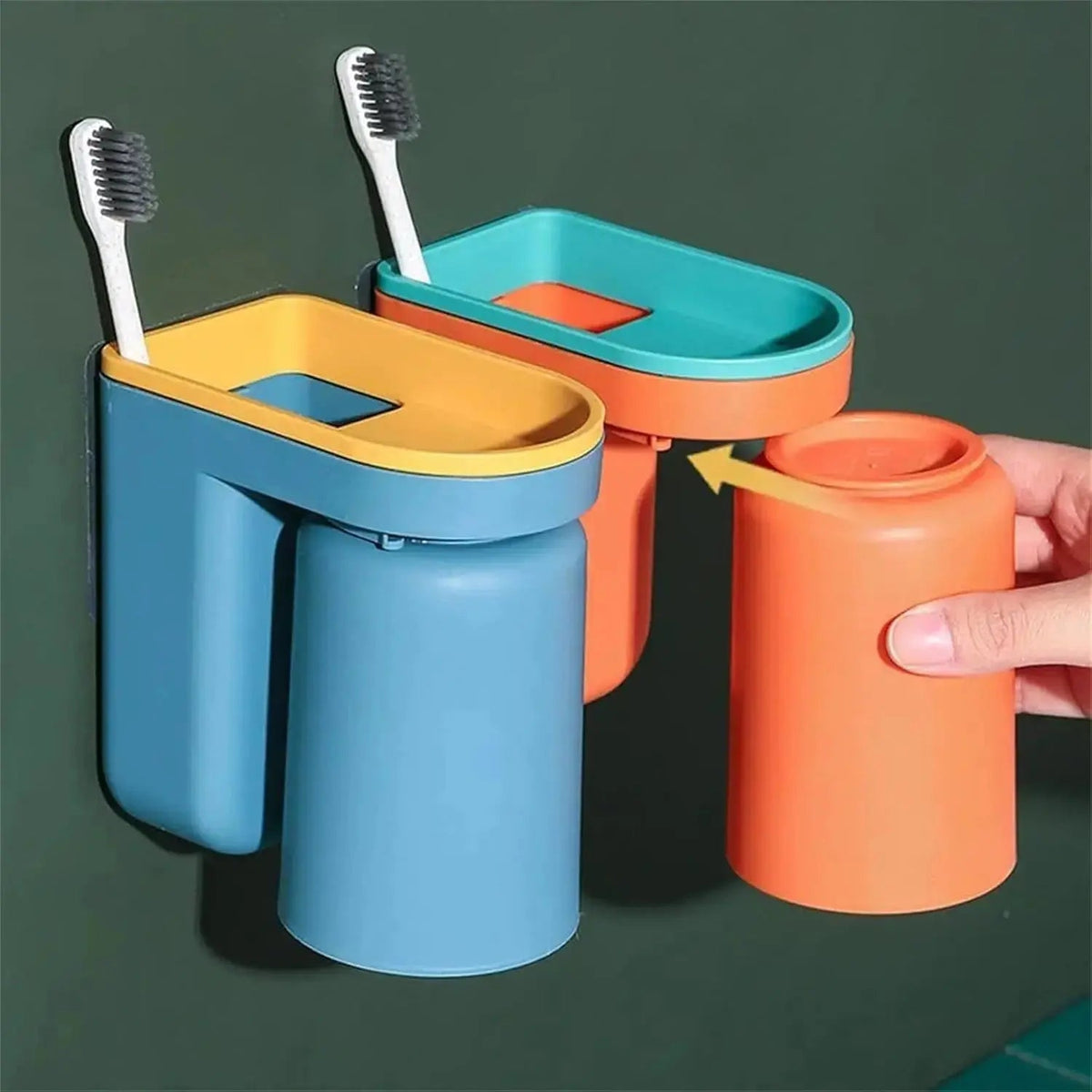2-Piece Wall-Mounted Toothbrush Holder with Cup – Space-Saving and Hygienic