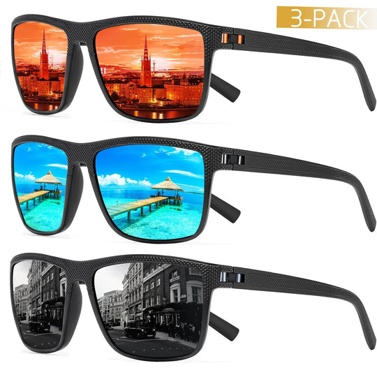 3-Pack Polarized Sunglasses Set with UV Protection