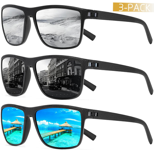 3-Pack Polarized Sunglasses Set with UV Protection