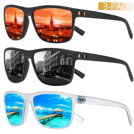 3-Pack Polarized Sunglasses Set with UV Protection