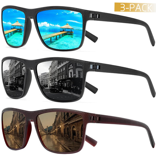 3-Pack Polarized Sunglasses Set with UV Protection