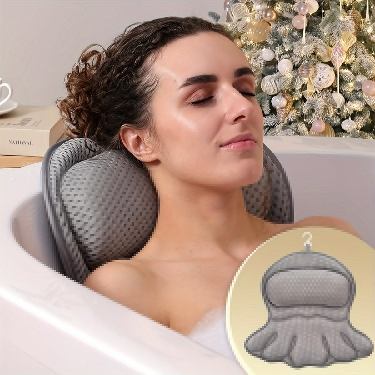 4D Deluxe Bath Pillow – Supports Neck & Back for Relaxation