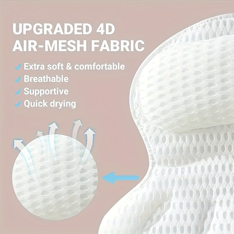 4D Deluxe Bath Pillow – Supports Neck & Back for Relaxation