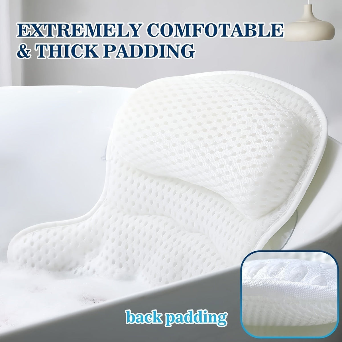 4D Deluxe Bath Pillow – Supports Neck & Back for Relaxation