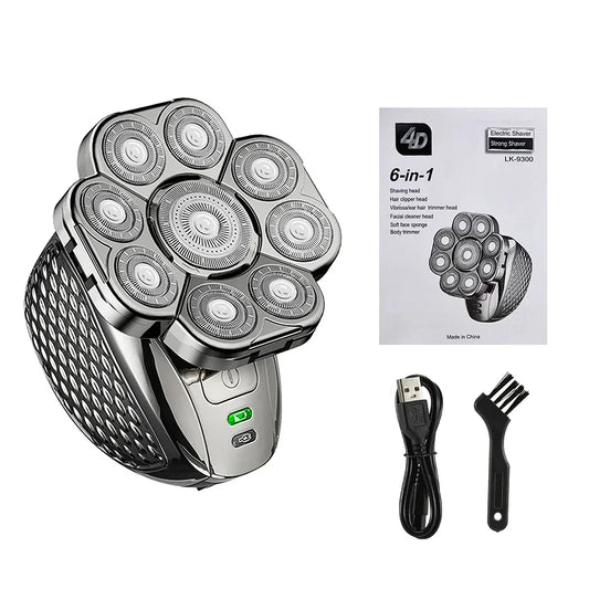 6-in-1 Waterproof Electric Shaver for Men with 9D Floating Heads and Grooming Kit