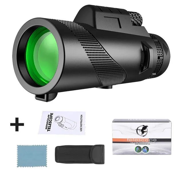 80x100 HD Zoom Monocular Telescope - Powerful Portable Telescope for Hunting, Camping, and Outdoor Exploration on the Go