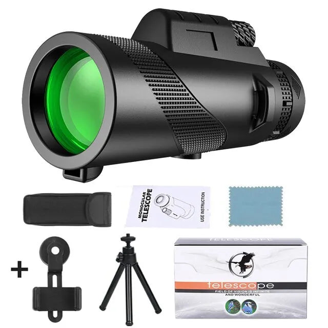 80x100 HD Zoom Monocular Telescope - Powerful Portable Telescope for Hunting, Camping, and Outdoor Exploration on the Go