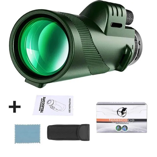 80x100 HD Zoom Monocular Telescope - Powerful Portable Telescope for Hunting, Camping, and Outdoor Exploration on the Go
