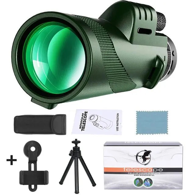 80x100 HD Zoom Monocular Telescope - Powerful Portable Telescope for Hunting, Camping, and Outdoor Exploration on the Go