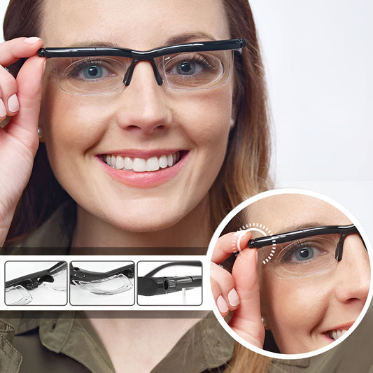 Adjustable Glasses with Focus Dial for Reading and Distance Vision